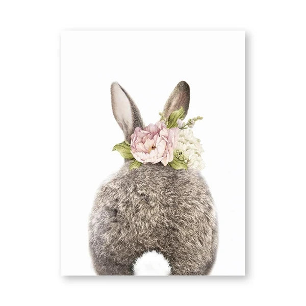 Cute Bunny Rabbit Photoshoot Poster Wall Art Fine Art Canvas Prints Baby Animal Pictures For Nursery Room Children's Room Wall Decor | Bowlift