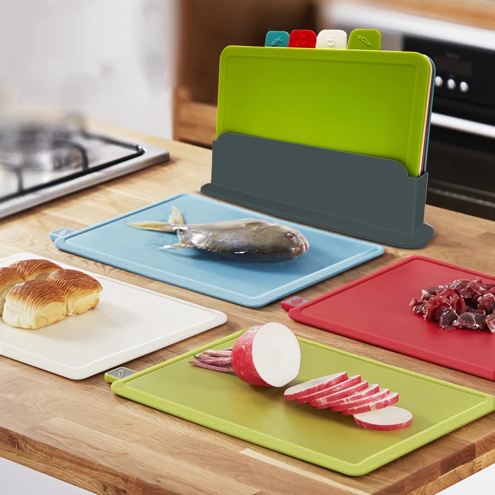 BowLift | 4-Piece Cutting Board Set with Holder - PrepTidy