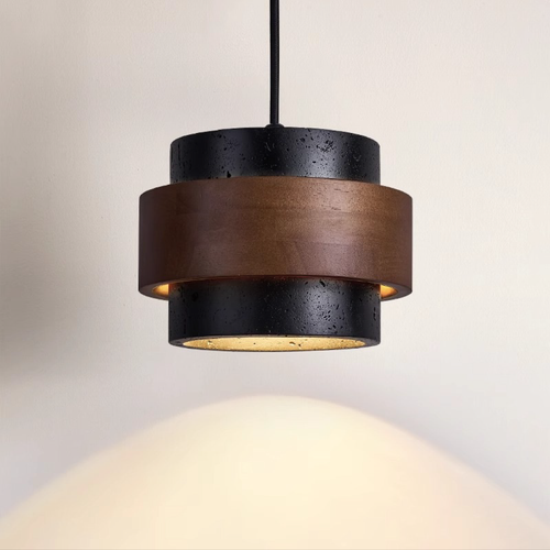 BowLift | Black Hanging Lamp Travertine with Adjustable Height – Modern Lamp for Living Room and Dining Room above Table