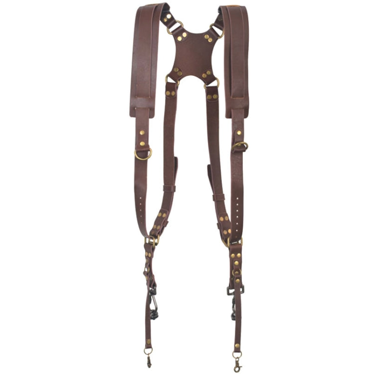 BowLift | Quick Release Anti-Slip Dual Shoulder Leather Harness Camera Strap with Metal Hook for SLR / DSLR Cameras (Brown)