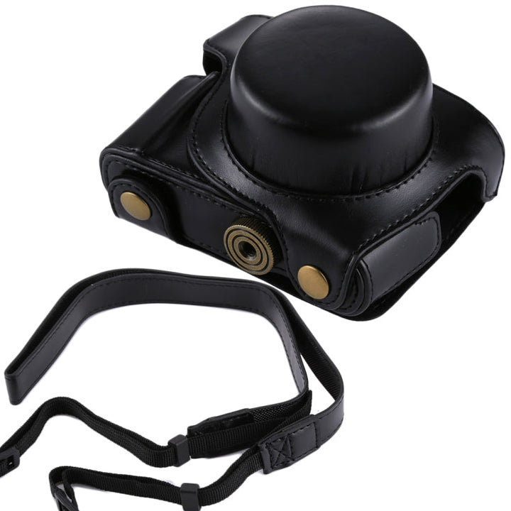 BowLift | Full Body Camera PU Leather Camera Bag with Strap for Panasonic Lumix GF7 / GF8 / GF9 (12-32mm / 14-42mm Lens)(Black)