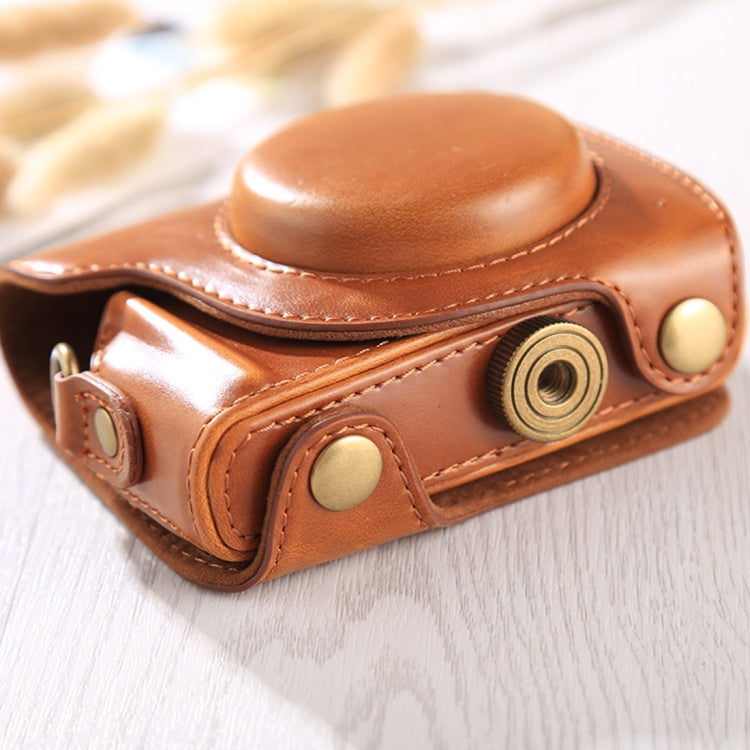 BowLift | Full body bag made of PU leather with shoulder strap for Canon G9X / G9X II (Brown)