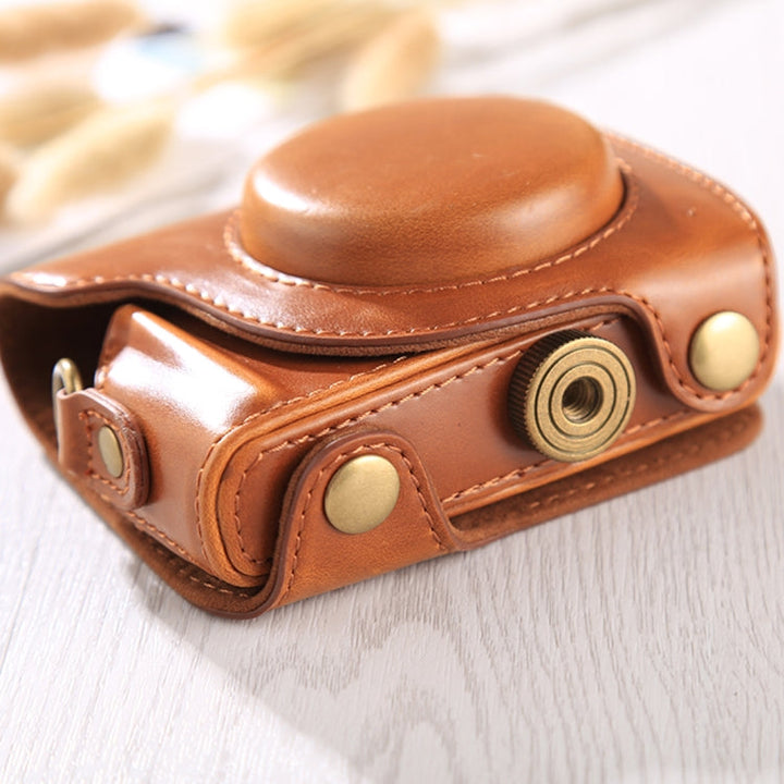 BowLift | Full body bag made of PU leather with shoulder strap for Canon G9X / G9X II (Brown)