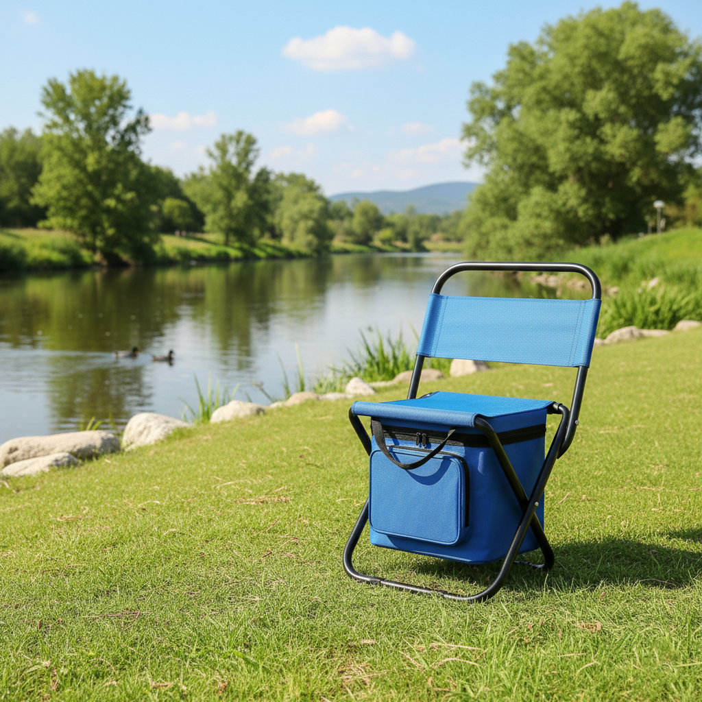 Contemporary Industrial Rectangular Oxford Fabric Steel Pipe Foldable Camping Chair Backrest Armless For Garden & Outdoor Patio | Bowlift