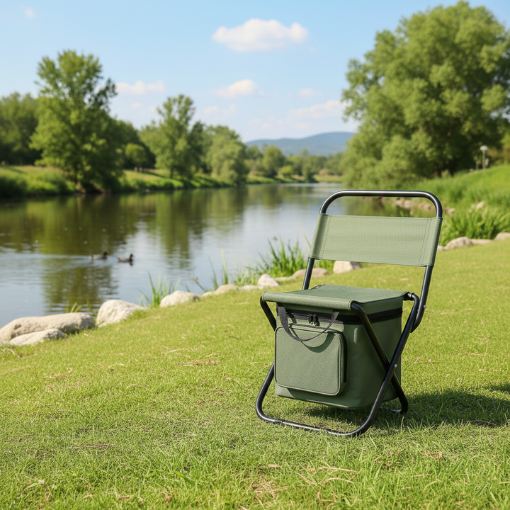 Contemporary Industrial Rectangular Oxford Fabric Steel Pipe Foldable Camping Chair Backrest Armless For Garden & Outdoor Patio | Bowlift