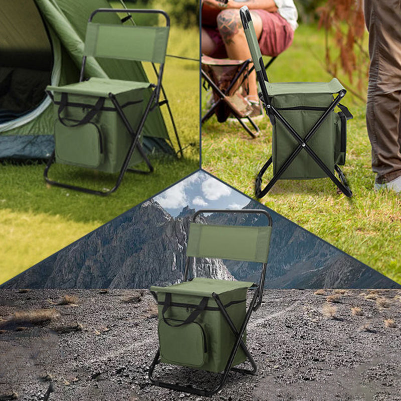 Contemporary Industrial Rectangular Oxford Fabric Steel Pipe Foldable Camping Chair Backrest Armless For Garden & Outdoor Patio | Bowlift