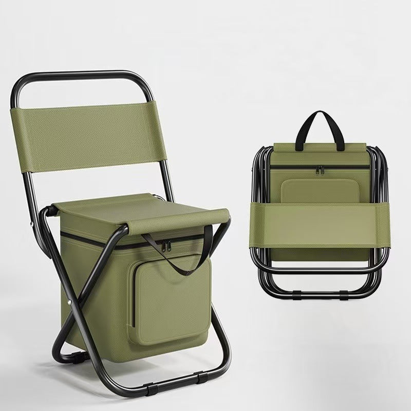 Contemporary Industrial Rectangular Oxford Fabric Steel Pipe Foldable Camping Chair Backrest Armless For Garden & Outdoor Patio | Bowlift