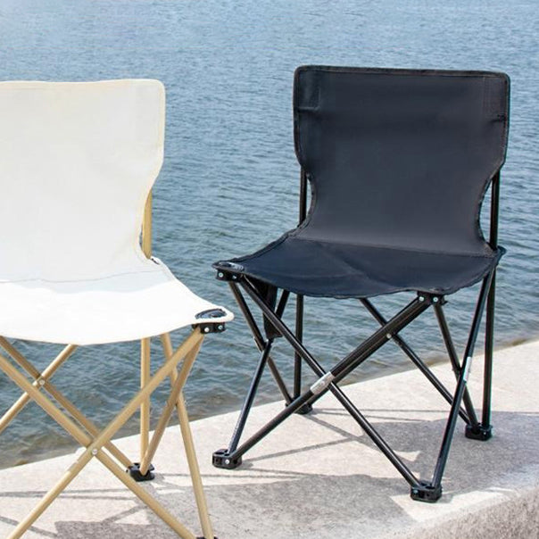 Contemporary Scandinavian Oxford Fabric Steel X-Shaped Folding Outdoor Chair With Backrest For Camping & Beach | Bowlift