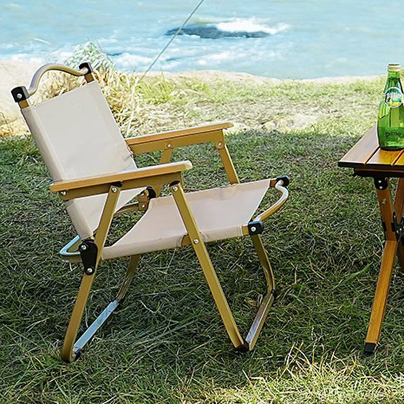 Modern Minimalist Rectangle Beech Wood Carbon Steel Oxford Fabric Outdoor Foldable Camping Chair Backrest Armrest For Garden | Bowlift