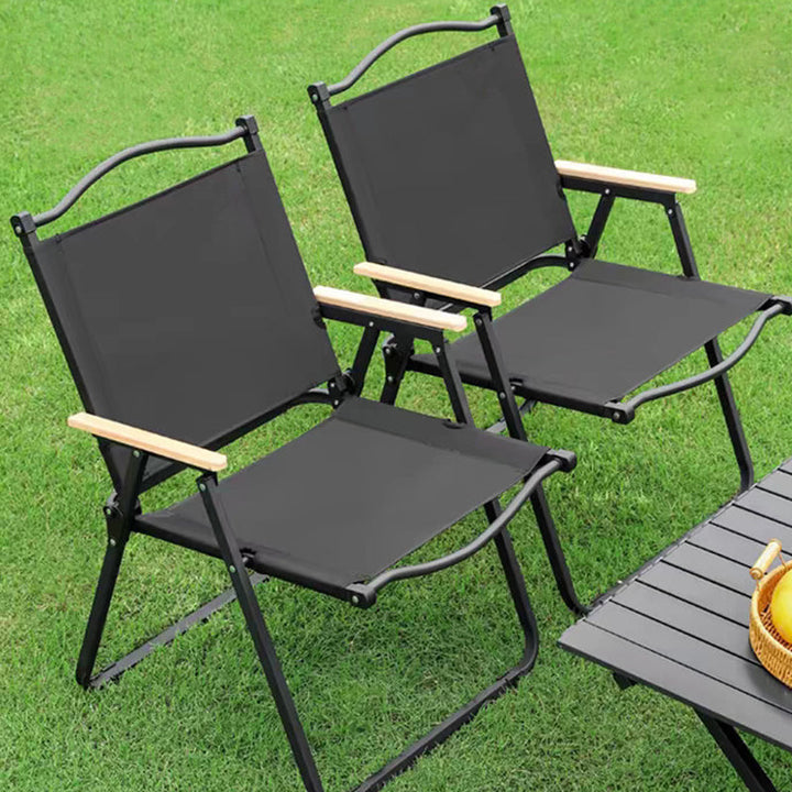 Modern Minimalist Rectangle Beech Wood Carbon Steel Oxford Fabric Outdoor Foldable Camping Chair Backrest Armrest For Garden | Bowlift
