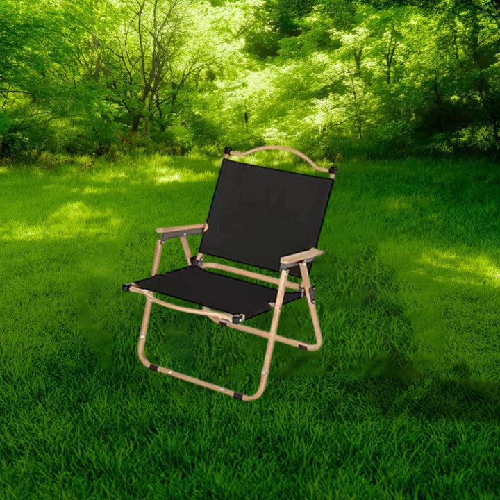 Modern Minimalist Rectangle Beech Wood Carbon Steel Oxford Fabric Outdoor Foldable Camping Chair Backrest Armrest For Garden | Bowlift