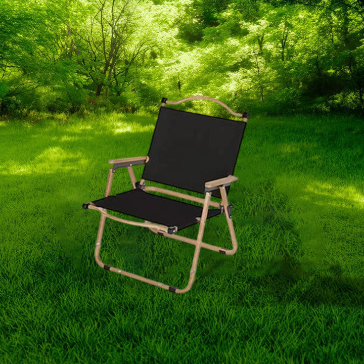 Modern Minimalist Rectangle Beech Wood Carbon Steel Oxford Fabric Outdoor Foldable Camping Chair Backrest Armrest For Garden | Bowlift