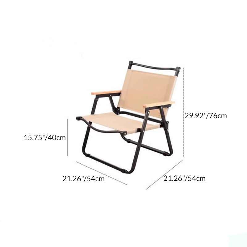 Modern Minimalist Rectangle Beech Wood Carbon Steel Oxford Fabric Outdoor Foldable Camping Chair Backrest Armrest For Garden | Bowlift