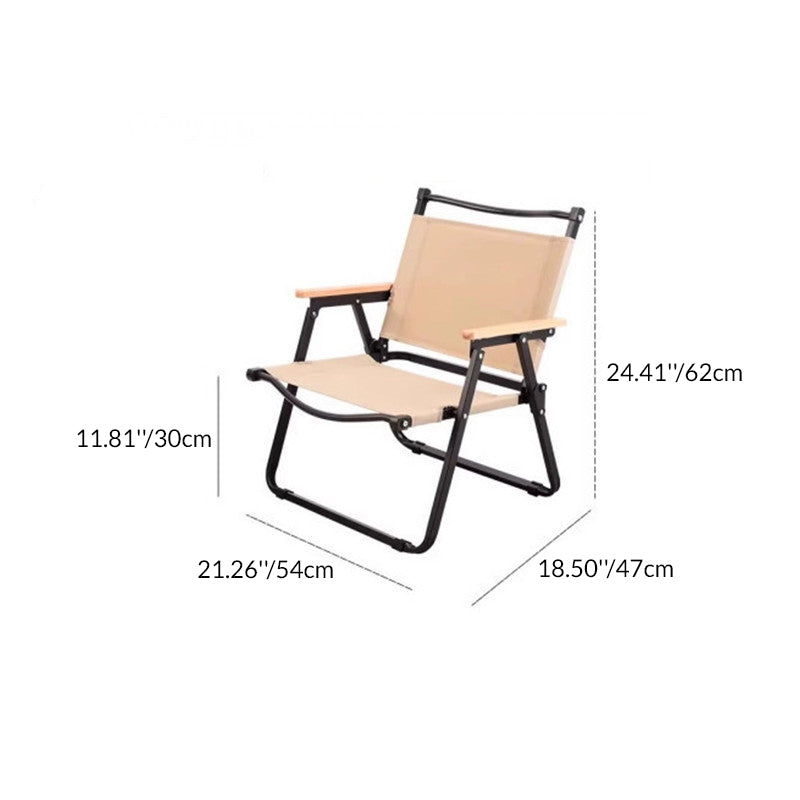 Modern Minimalist Rectangle Beech Wood Carbon Steel Oxford Fabric Outdoor Foldable Camping Chair Backrest Armrest For Garden | Bowlift