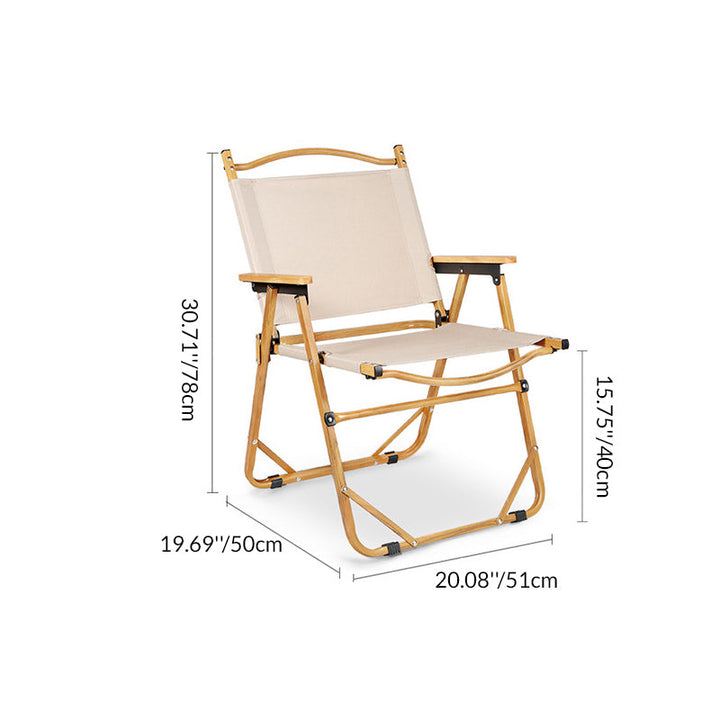 Modern Minimalist Rectangle Outdoor Carbon Steel Aluminum Alloy Beech Wood Oxford Fabric PET Foldable Portable Detachable Camping Chair Backrest Armrest For Garden | Bowlift