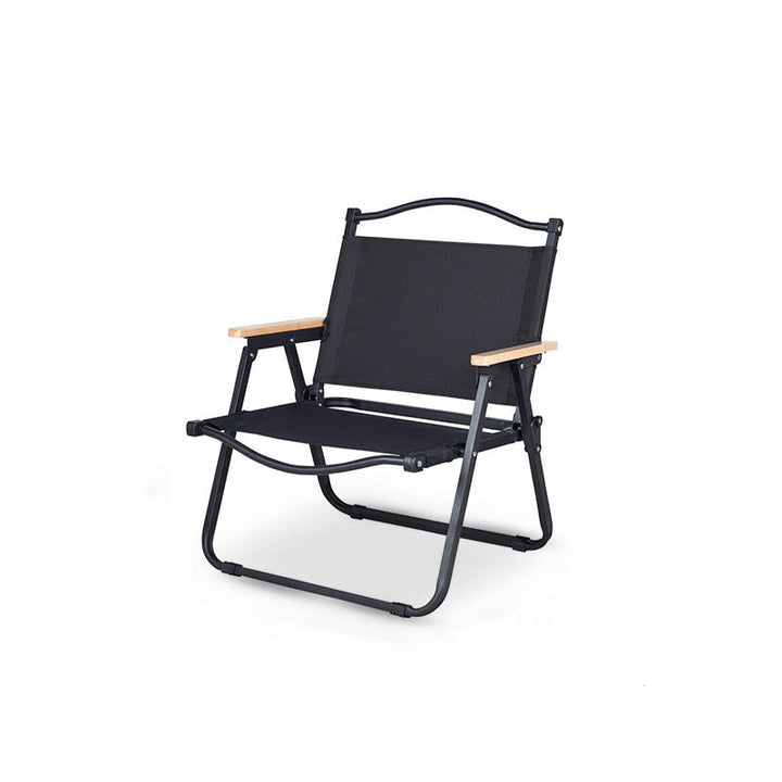 Modern Minimalist Rectangle Outdoor Carbon Steel Aluminum Alloy Beech Wood Oxford Fabric PET Foldable Portable Detachable Camping Chair Backrest Armrest For Garden | Bowlift