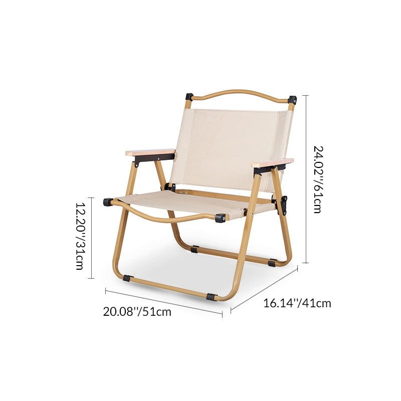 Modern Minimalist Rectangle Outdoor Carbon Steel Aluminum Alloy Beech Wood Oxford Fabric PET Foldable Portable Detachable Camping Chair Backrest Armrest For Garden | Bowlift