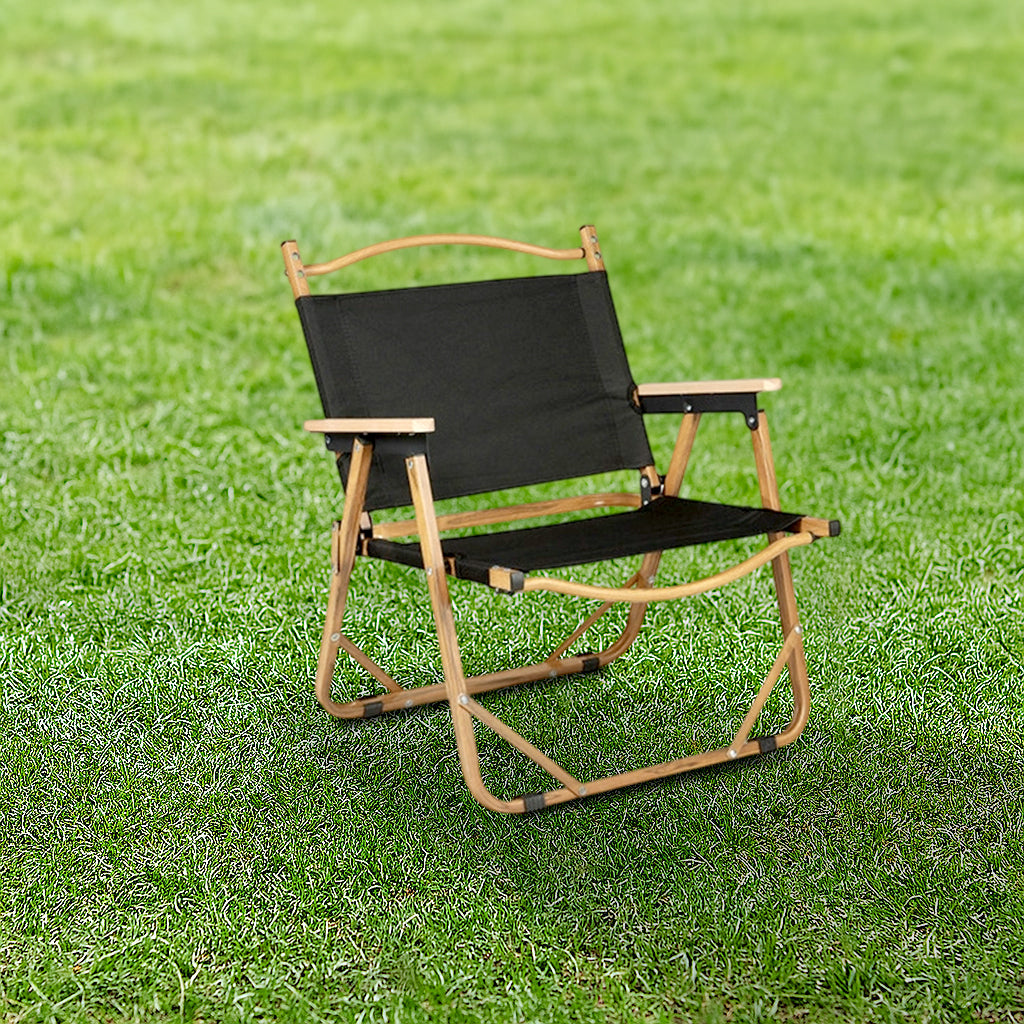 Modern Minimalist Rectangle Outdoor Carbon Steel Aluminum Alloy Beech Wood Oxford Fabric PET Foldable Portable Detachable Camping Chair Backrest Armrest For Garden | Bowlift