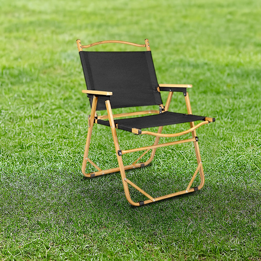 Modern Minimalist Rectangle Outdoor Carbon Steel Aluminum Alloy Beech Wood Oxford Fabric PET Foldable Portable Detachable Camping Chair Backrest Armrest For Garden | Bowlift