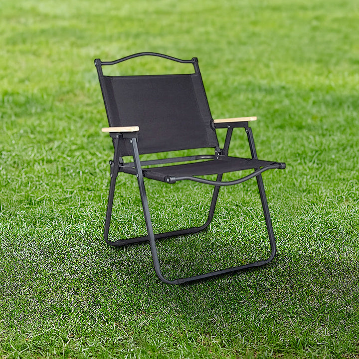 Modern Minimalist Rectangle Outdoor Carbon Steel Aluminum Alloy Beech Wood Oxford Fabric PET Foldable Portable Detachable Camping Chair Backrest Armrest For Garden | Bowlift