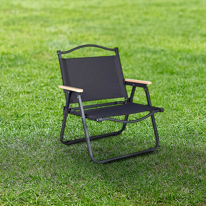 Modern Minimalist Rectangle Outdoor Carbon Steel Aluminum Alloy Beech Wood Oxford Fabric PET Foldable Portable Detachable Camping Chair Backrest Armrest For Garden | Bowlift