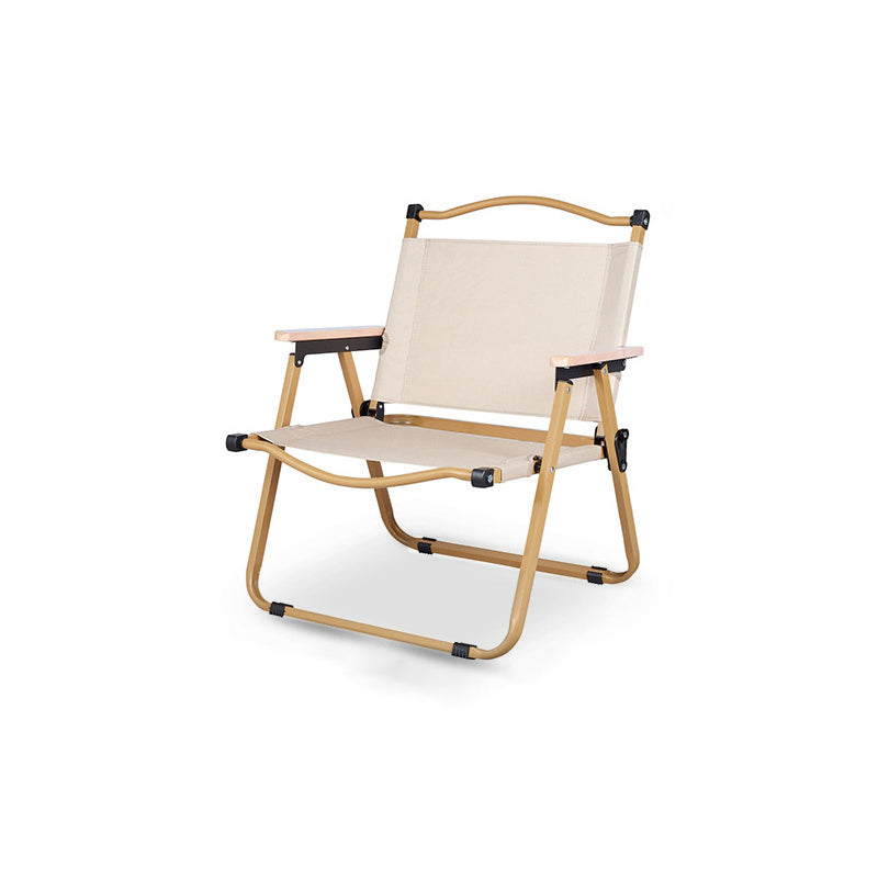 Modern Minimalist Rectangle Outdoor Carbon Steel Aluminum Alloy Beech Wood Oxford Fabric PET Foldable Portable Detachable Camping Chair Backrest Armrest For Garden | Bowlift