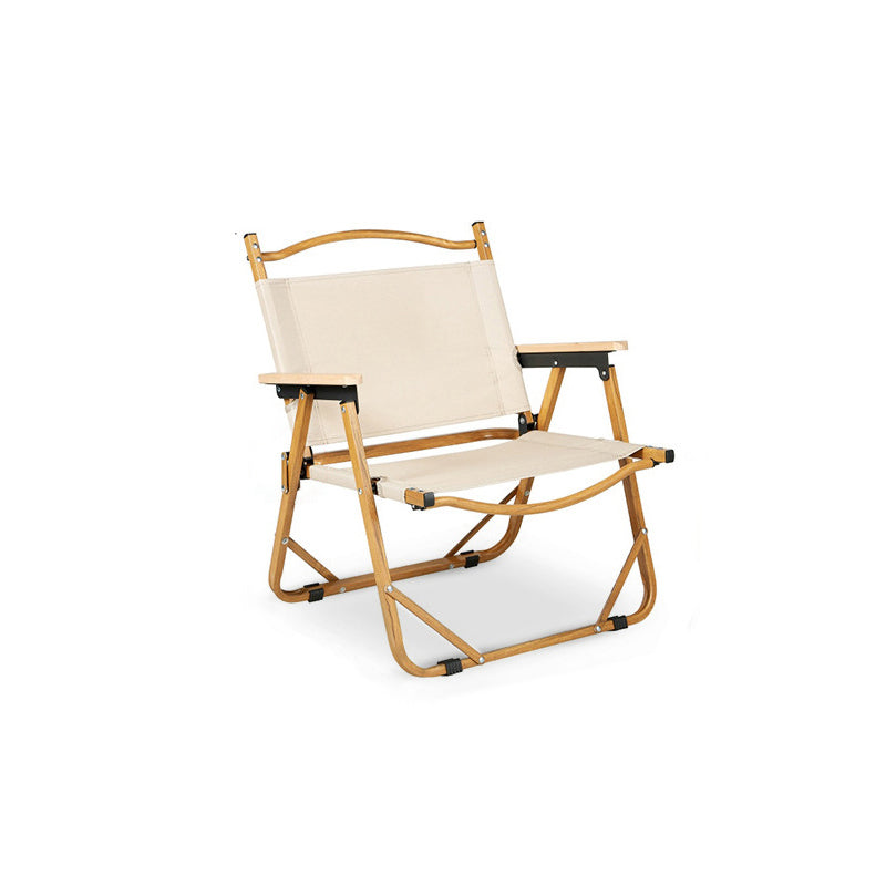 Modern Minimalist Rectangle Outdoor Carbon Steel Aluminum Alloy Beech Wood Oxford Fabric PET Foldable Portable Detachable Camping Chair Backrest Armrest For Garden | Bowlift
