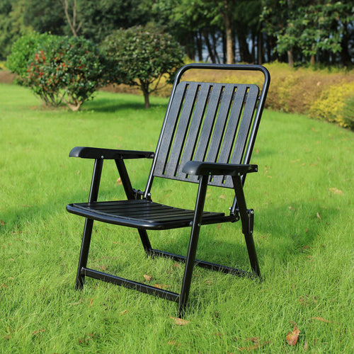 Modern Simplicity Waterproof Rectangular Carbon Steel PVC Foldable Camping Chair Backrest Armrest For Garden | Bowlift