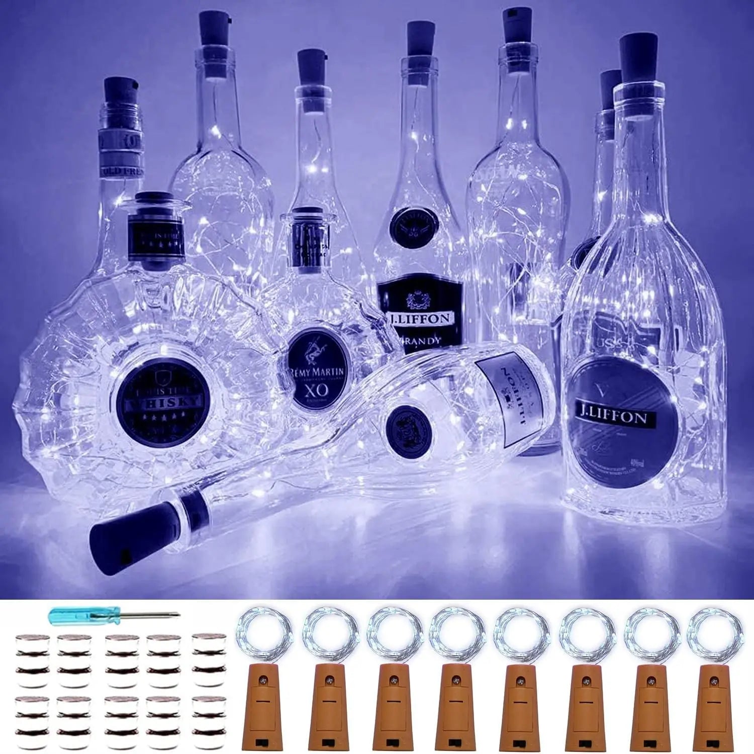BowLift | DIY Bottle Light with Cork – 20 LED Light Chain for Bottles in Warm White