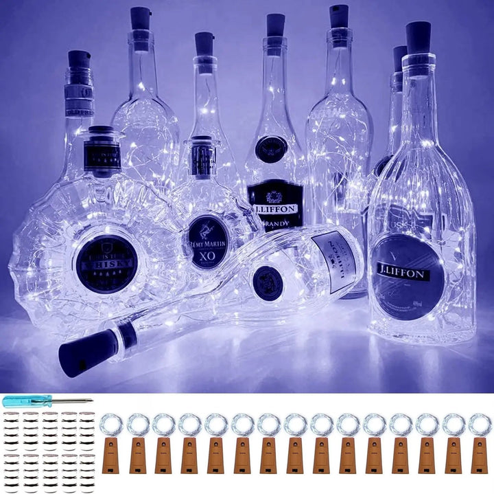 BowLift | DIY Bottle Light with Cork – 20 LED Light Chain for Bottles in Warm White
