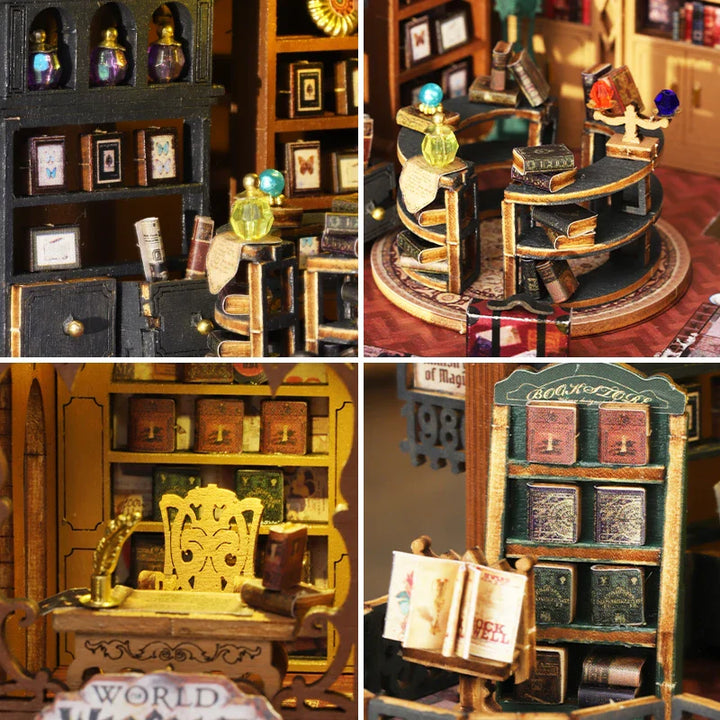 BowLift | DIY Houten Poppenhuis met Boekhandel – Creatieve Miniatuurset met Meubels en Accessoires