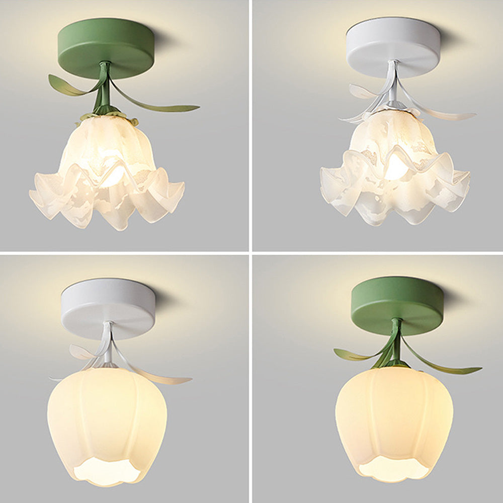 BowLift | Ceiling Light with Floral Glass Shade Design