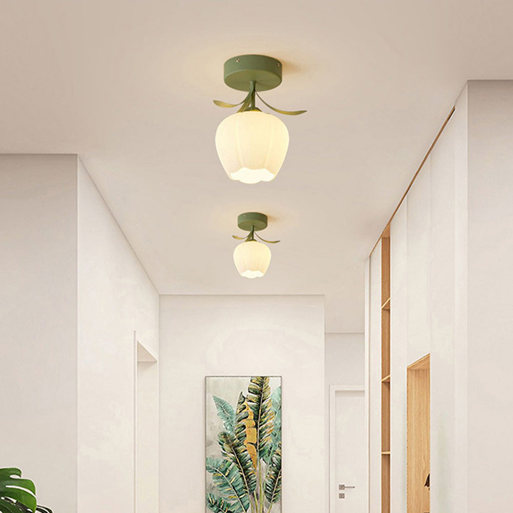 BowLift | Ceiling Light with Floral Glass Shade Design