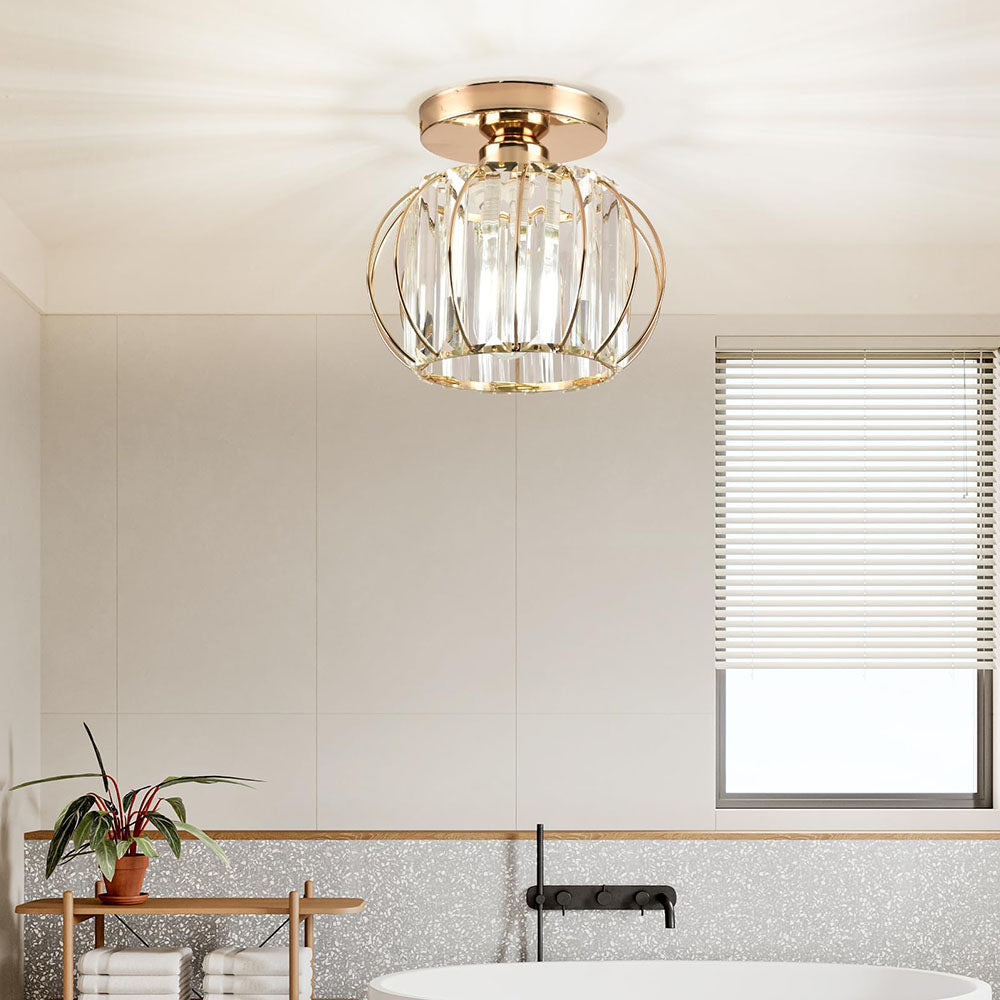 BowLift | Crystal Ceiling Light with Gold Flush Mount