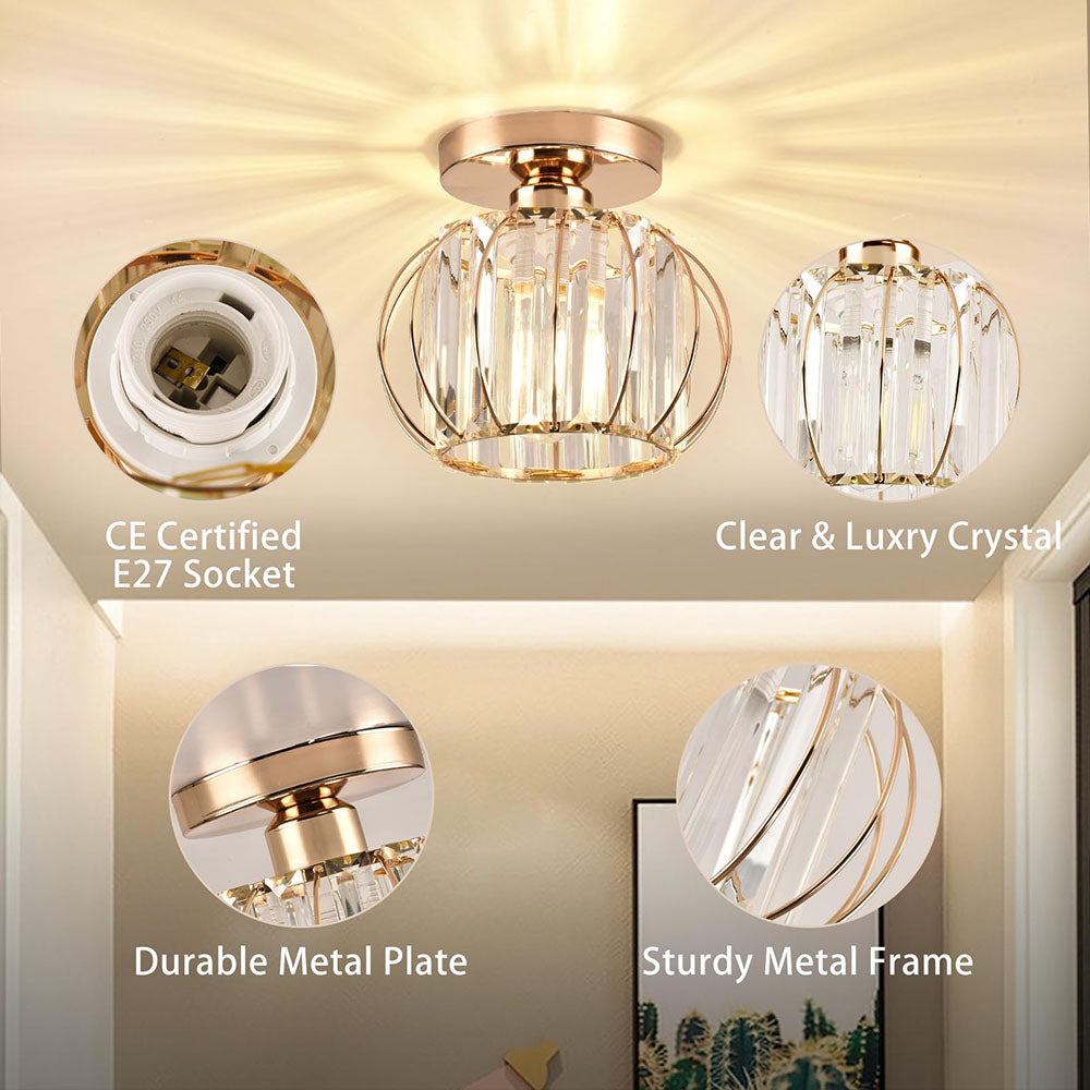 BowLift | Crystal Ceiling Light with Gold Flush Mount