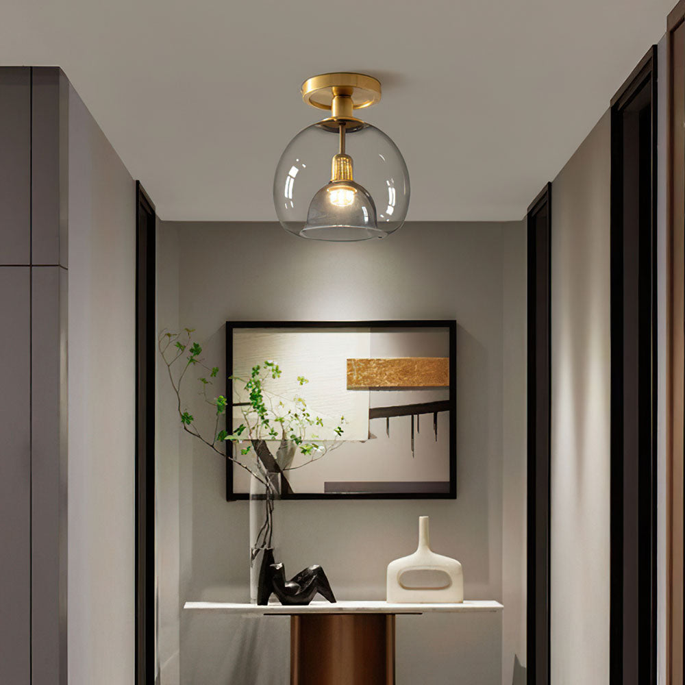 BowLift | Modern Grey Glass Ceiling Light Fixture for Hallway & Entryway Lighting