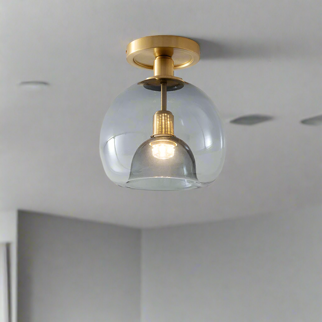 BowLift | Modern Grey Glass Ceiling Light Fixture for Hallway & Entryway Lighting