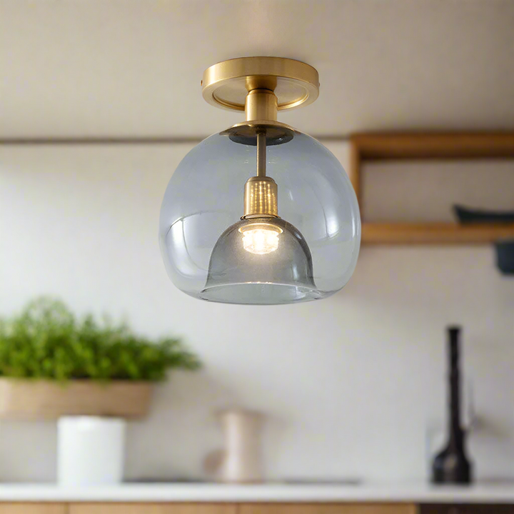 BowLift | Modern Grey Glass Ceiling Light Fixture for Hallway & Entryway Lighting