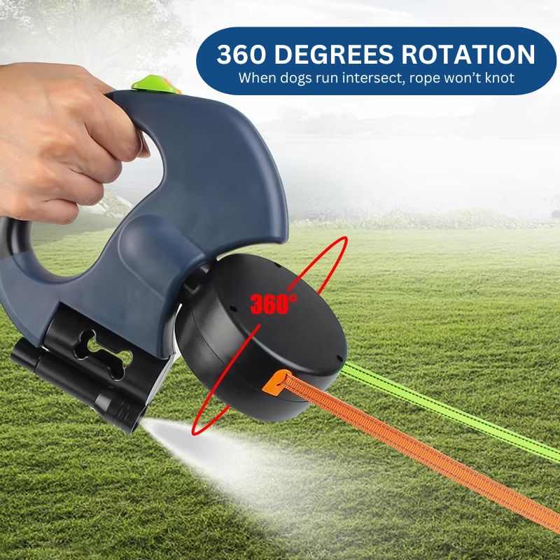 BowLift | 10FT Dual Retractable Dog Leash with Built-In Flashlight & Waste Bag Holder