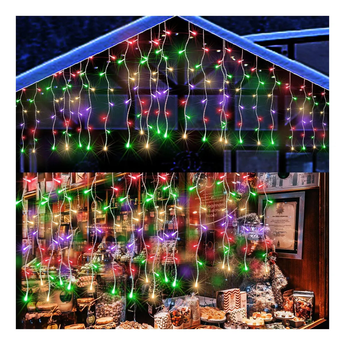 BowLift | Twinkling Icicle String LED Lights | Warm White & Cool White, Extendable for Indoor & Outdoor Holiday Decor