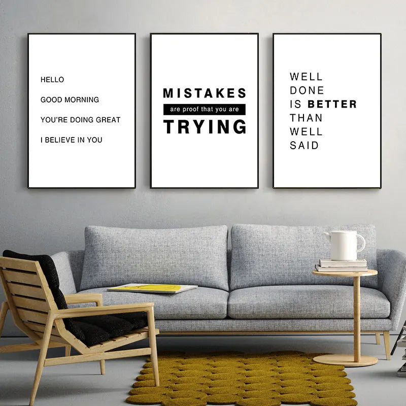 Daily Motivation Inspirational Quotations Posters Wall Art Fine Art Canvas Prints Simple Quotes Pictures For Bedroom Study Room Home Office Decor | Bowlift