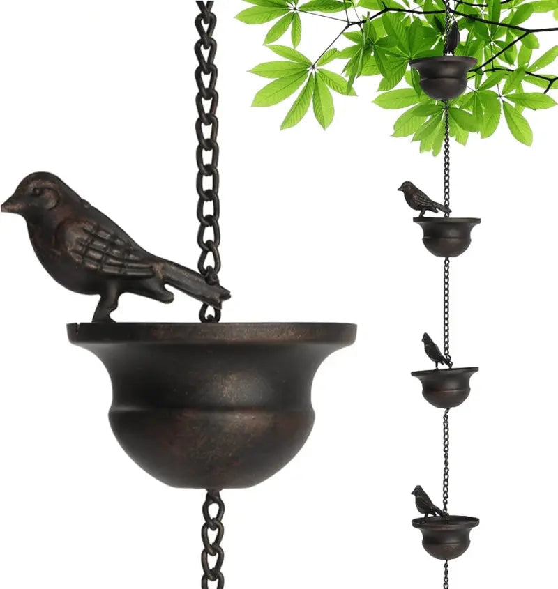 BowLift | Rain chain with bird bath – Attracts birds & makes rainy days beautiful