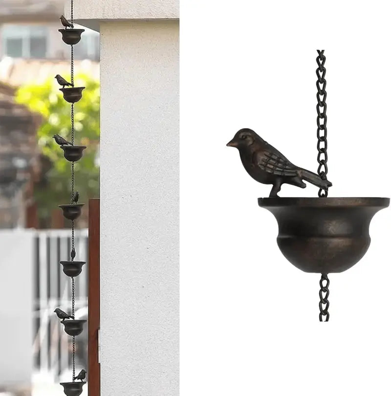 BowLift | Rain chain with bird bath – Attracts birds & makes rainy days beautiful