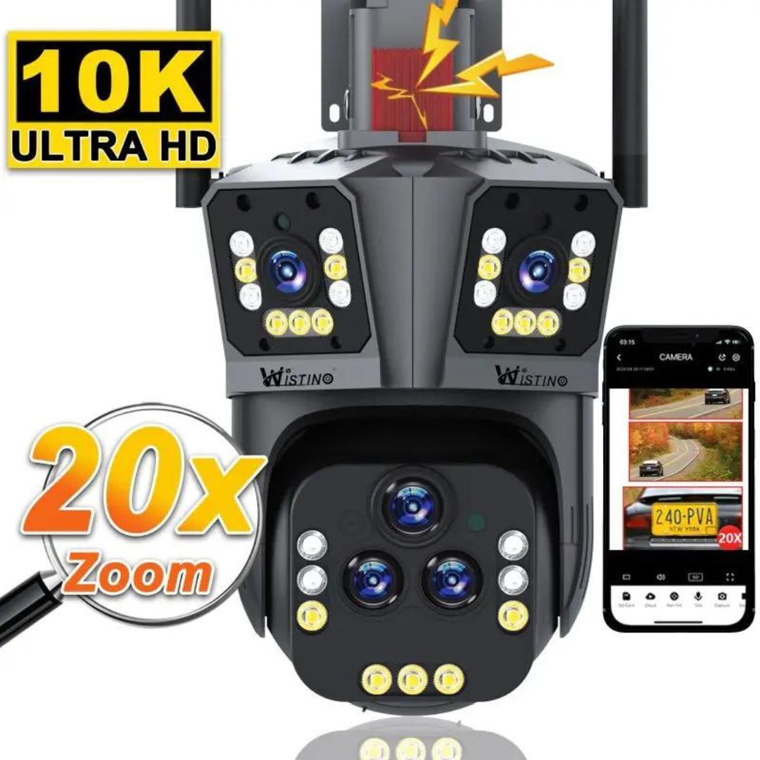 DualGuard Ultra 10K – 20MP Surveillance Camera with 5 Lenses and 20x Zoom | Bowlift