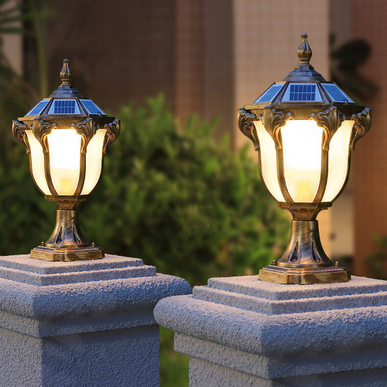 European Retro Die-Cast Aluminum Glass Solar Waterproof Outdoor Garden Landscape Column Light | Bowlift