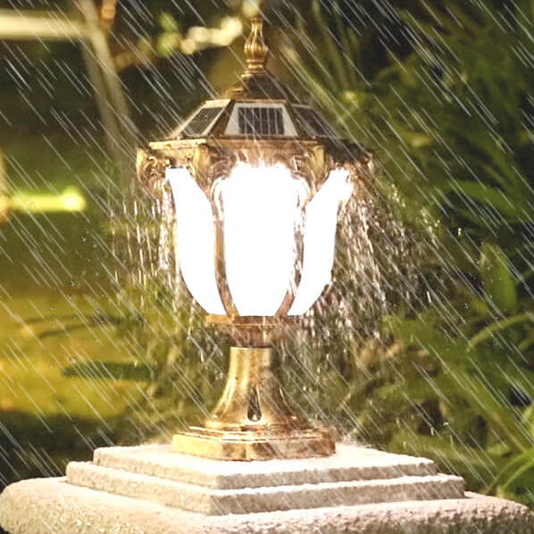 European Retro Die-Cast Aluminum Glass Solar Waterproof Outdoor Garden Landscape Column Light | Bowlift