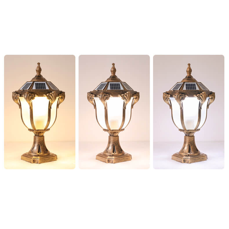 European Retro Die-Cast Aluminum Glass Solar Waterproof Outdoor Garden Landscape Column Light | Bowlift
