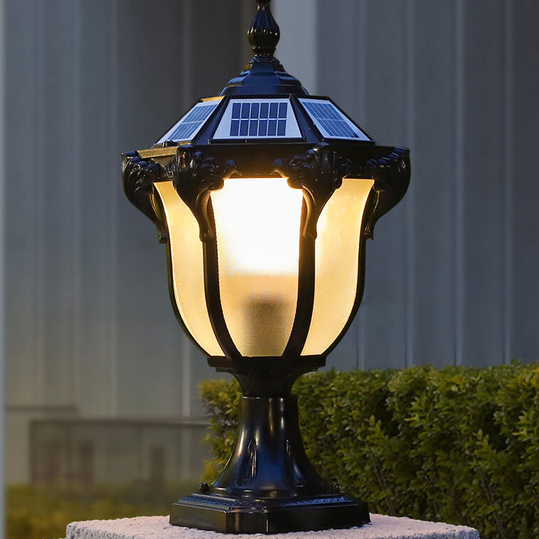 European Retro Die-Cast Aluminum Glass Solar Waterproof Outdoor Garden Landscape Column Light | Bowlift