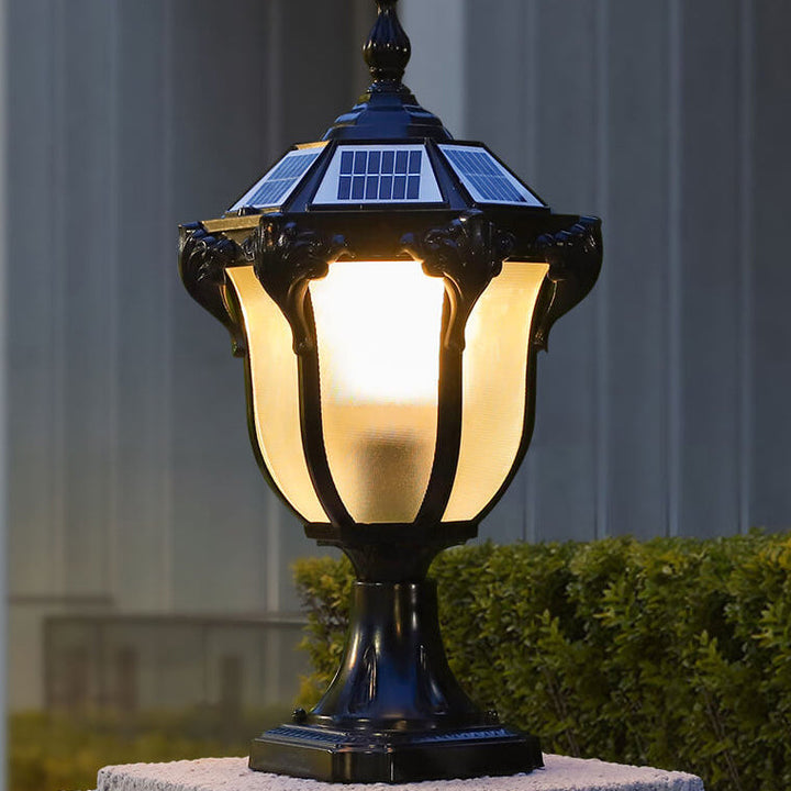European Retro Die-Cast Aluminum Glass Solar Waterproof Outdoor Garden Landscape Column Light | Bowlift