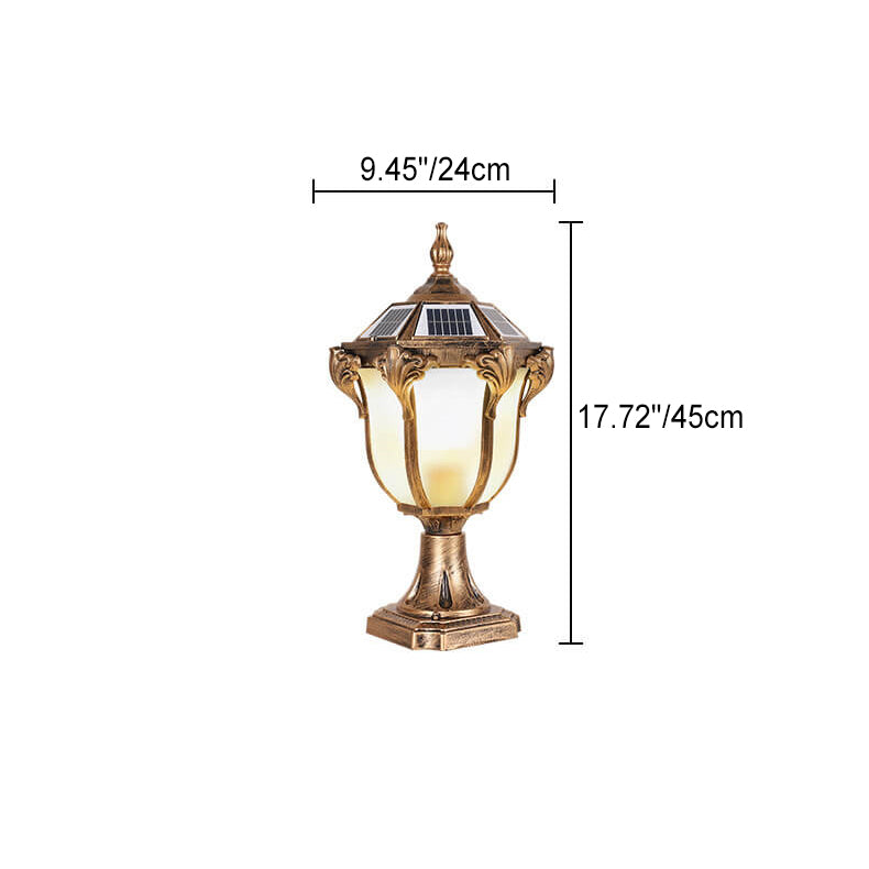European Retro Die-Cast Aluminum Glass Solar Waterproof Outdoor Garden Landscape Column Light | Bowlift